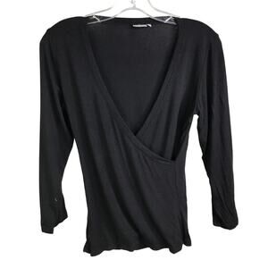 Sense Spa Travel Stretch Top Women‎ Small Wrap Deep V-Neck Long Sleeve minimal